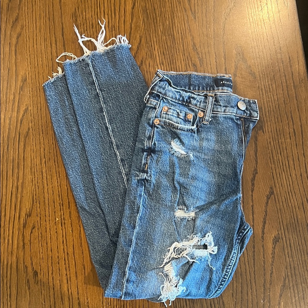 Aeropostale Ripped Blue Mom Jeans